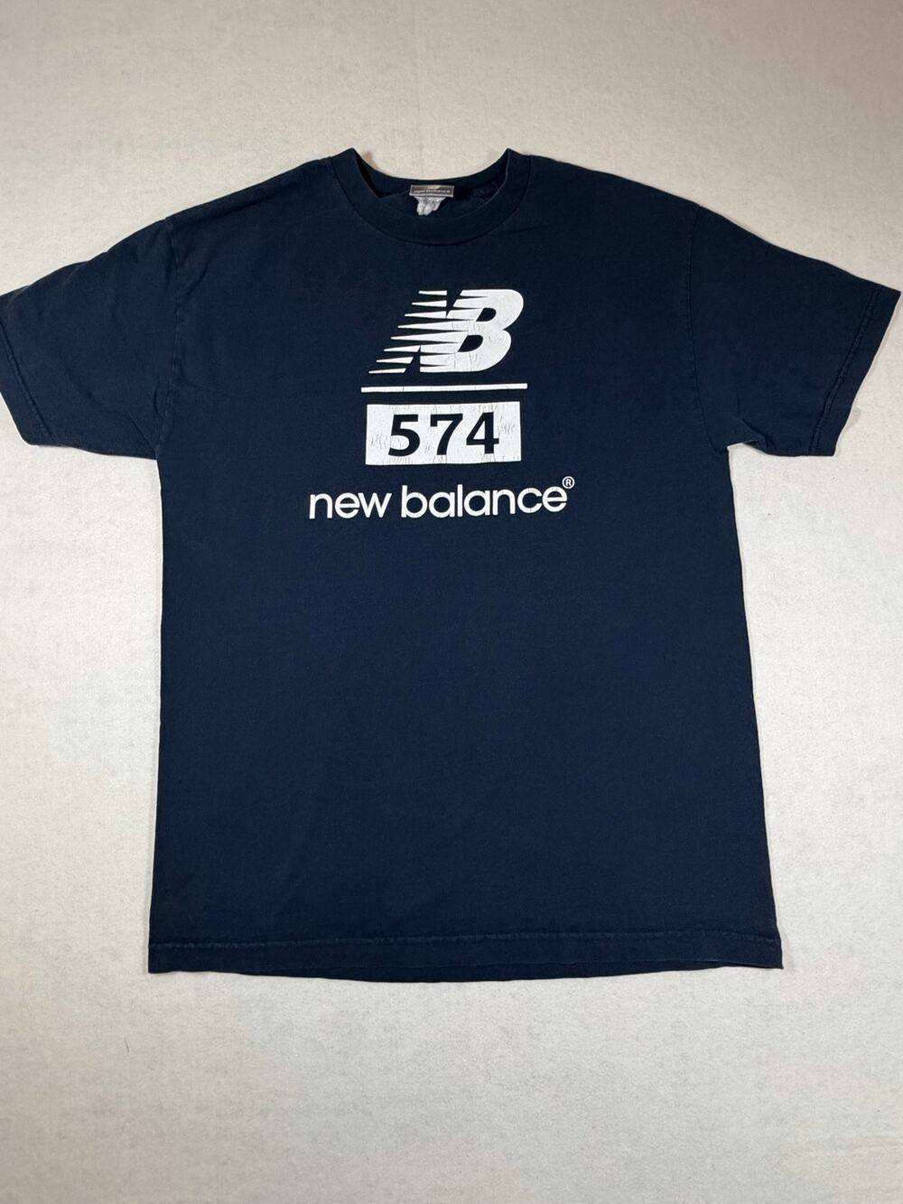 New Balance 574 T Shirt Mens Large Navy Blue Logo Graphic Tee